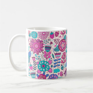 Vintage Blume Nahtlose botanische Struktur, Kaffeetasse