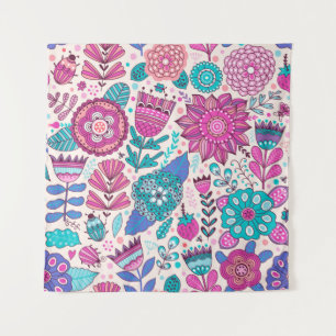 Vintage Blume Nahtlose botanische Struktur, Wandteppich