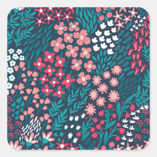 Vintage Blume Nahtlose Textur. Quadratischer Aufkleber