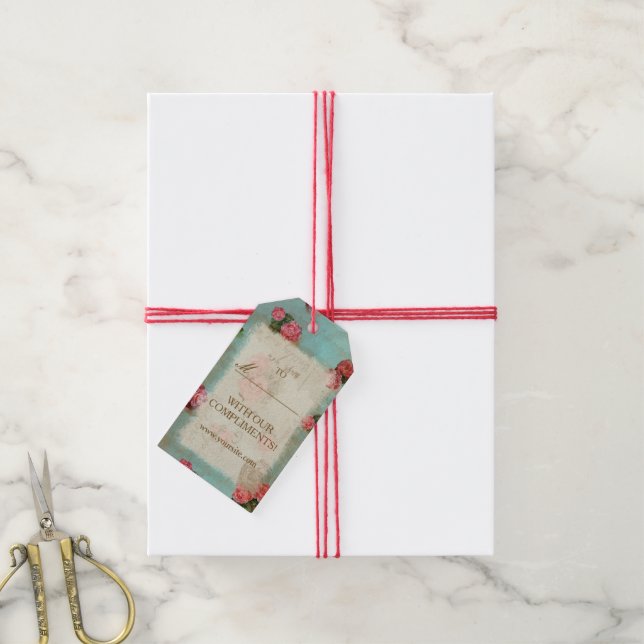 Vintage Blume Papier - Geschenkmarke Geschenkanhänger (Mit Garn)