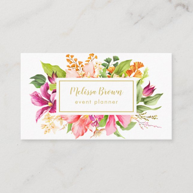Vintage Blume Pastell Event Planner Business Card Visitenkarte (Vorderseite)