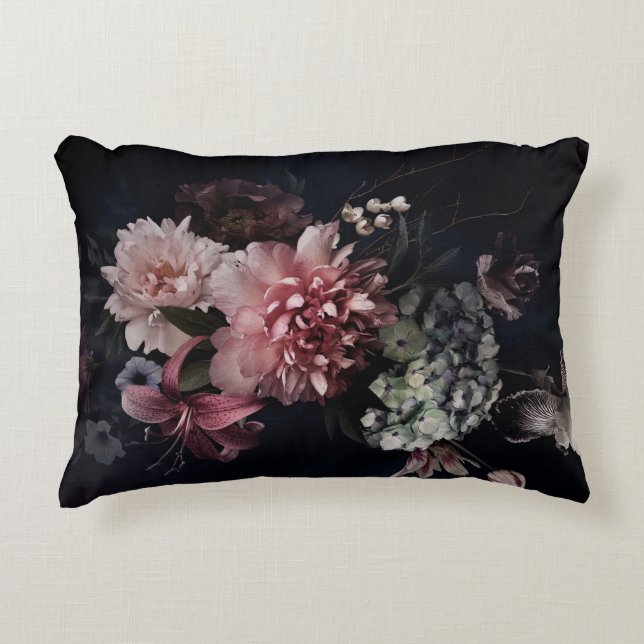 Vintage Blume. Peonies, Tulpen, Lilien, Hydrangea  Dekokissen (Vorderseite)