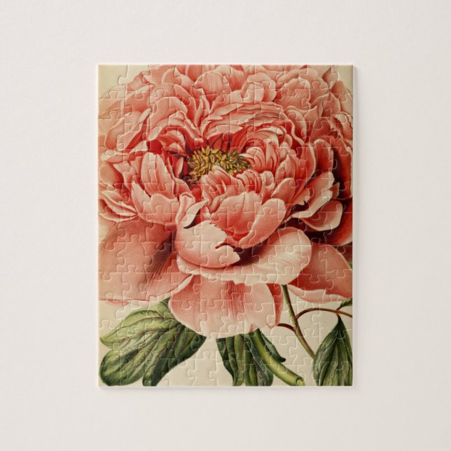 Vintage Blume Peony Nature Einzigartiger Spaß Kuns Puzzle (Vertikal)