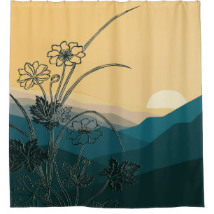 Vintage Blume Pflanze Florenz Duschvorhang