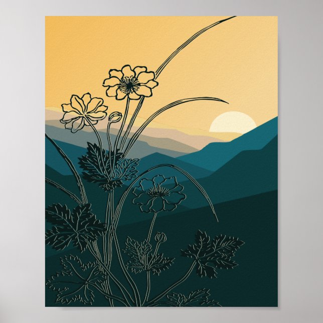 Vintage Blume Pflanze Florenz Poster (Vorne)