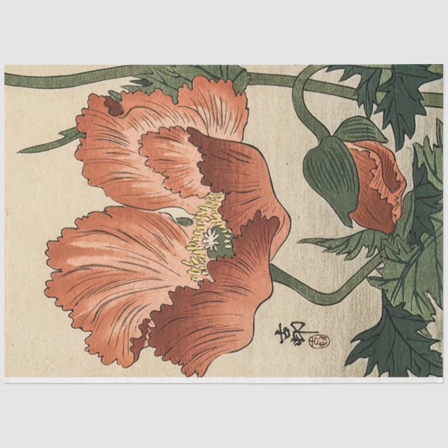 Vintage Blume Poppy Seidenpapier (Vorderseite)