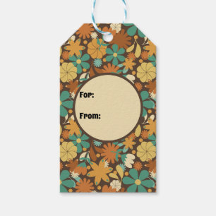 Vintage Blume Power der sechziger Jahre in Braun Geschenkanhänger