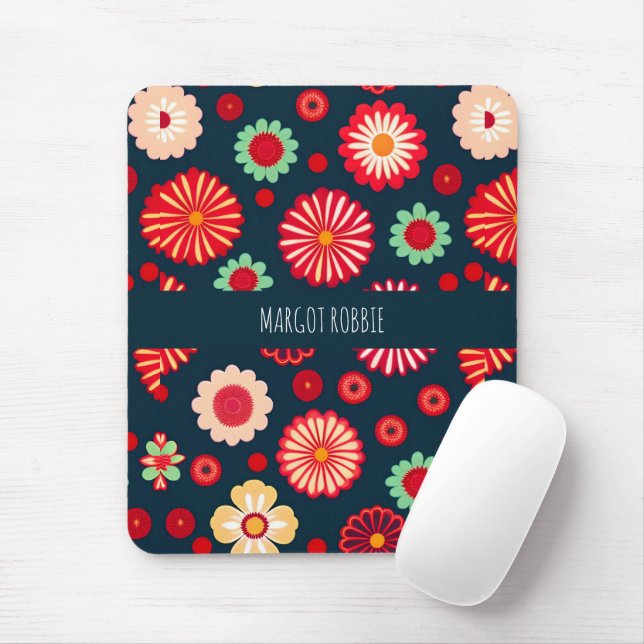Vintage Blume Rainbow Retro Blumenmuster Mousepad (Mit Mouse)