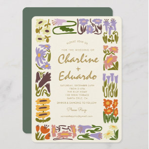 Vintage Blume Retro Hochzeit Einladung