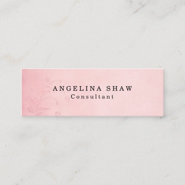 Vintage Blume Rosa Beruflich Mini Visitenkarte (Vorderseite)
