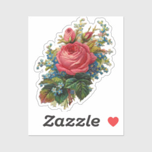 Vintage Blume Rosa und Blau Rose Blütenblumen Aufkleber