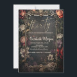 Vintage Blume Rose Gothic 30. Geburtstag Einladung<br><div class="desc">Elegante dunkle Blume auf dunklem Hintergrund.</div>