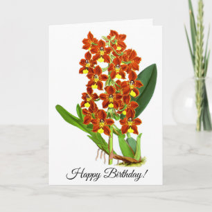 Vintage Blume Rot und Gelb Orchidee Personalisiert Karte