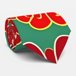 Vintage Blume rotes, grünes Retro-Muster Krawatte