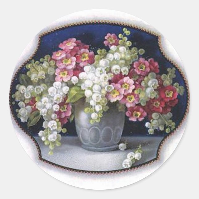 Vintage Blume Runder Aufkleber (Vorderseite)