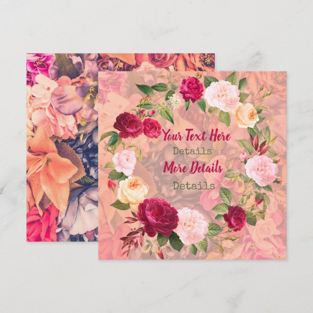 Vintage Blume Save the Date (Vorne/Hinten)