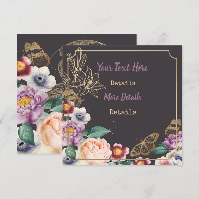 Vintage Blume Save the Date (Vorne/Hinten)