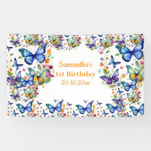 Vintage Blume Schmetterlinge zum Geburtstag Banner