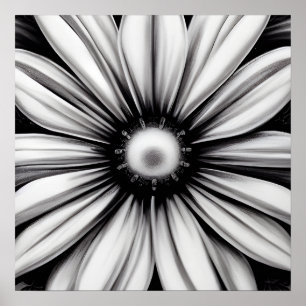 Vintage Blume Schwarz/Weiß Poster