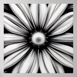 Vintage Blume Schwarz/Weiß Poster