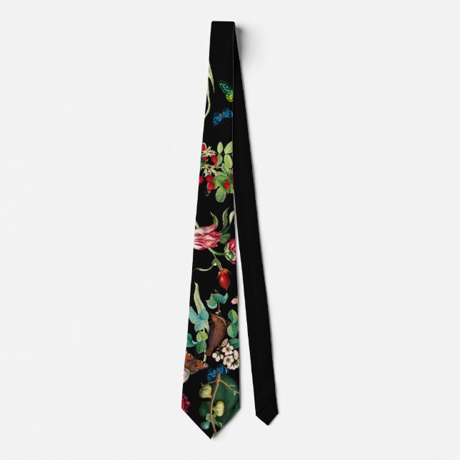 Vintage Blume und Butterfly Neck Tie Krawatte (Vorderseite)