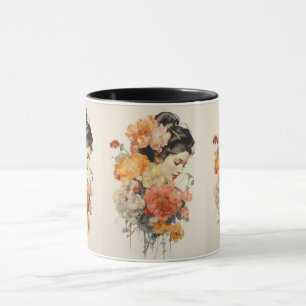 Vintage Blume und Frau Tasse