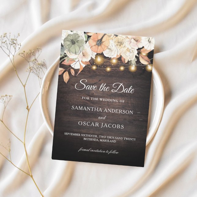 Vintage Blume und Kürbis Herbst  Save The Date (Von Creator hochgeladen)