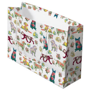 Vintage Blume und Muster für Hunde Große Geschenktüte