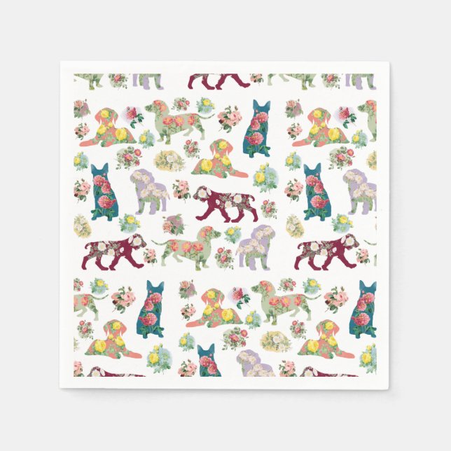 Vintage Blume und Muster für Hunde Serviette (Vorderseite)