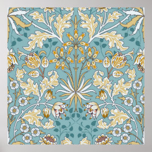 Vintage Blume und nahtlose Blattstruktur auf li Poster