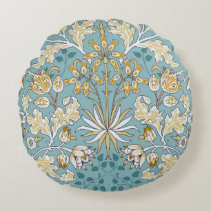 Vintage Blume und nahtlose Blattstruktur auf li Rundes Kissen