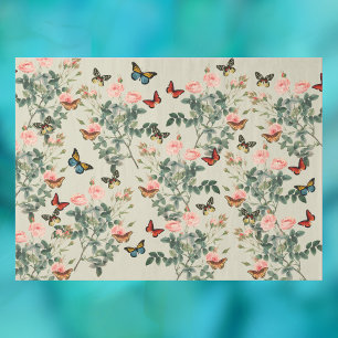 Vintage Blume und Schmetterlinge Dekoupage Pewter Seidenpapier