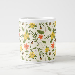 Vintage Blume und Schmetterlingsmuster Jumbo-Tasse