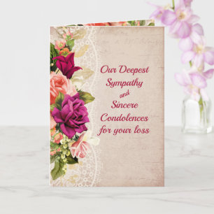 Vintage Blume und Spitzen-Beileid Karte