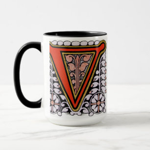 Vintage Blume "V" - Tasse