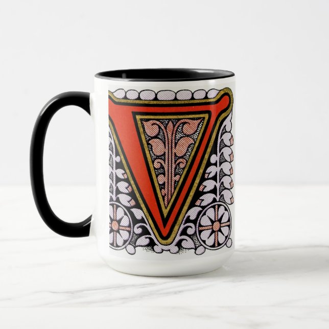 Vintage Blume "V" - Tasse (Links)