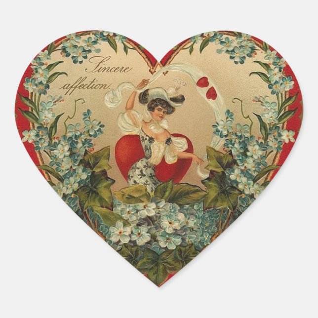 Vintage Blume Valentine Stickers (Vorderseite)