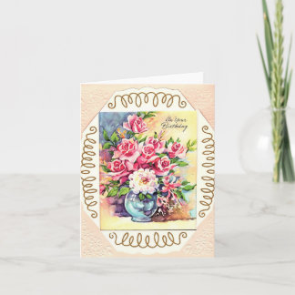 Vintage Blume Vase Birthday Card Karte