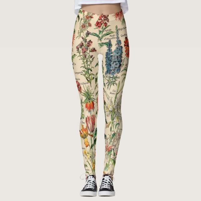 Vintage Blume von Adolphe Millot Leggings (Vorderseite)