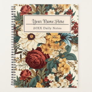 Vintage Blume von Rose, Tulip, Lilies und Daisies Planer