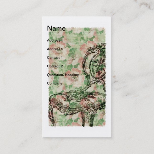 Vintage Blume Vorsitzender Visitenkarte (Vorderseite)