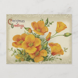 Vintage Blume Weihnachtsgrüße Postkarte