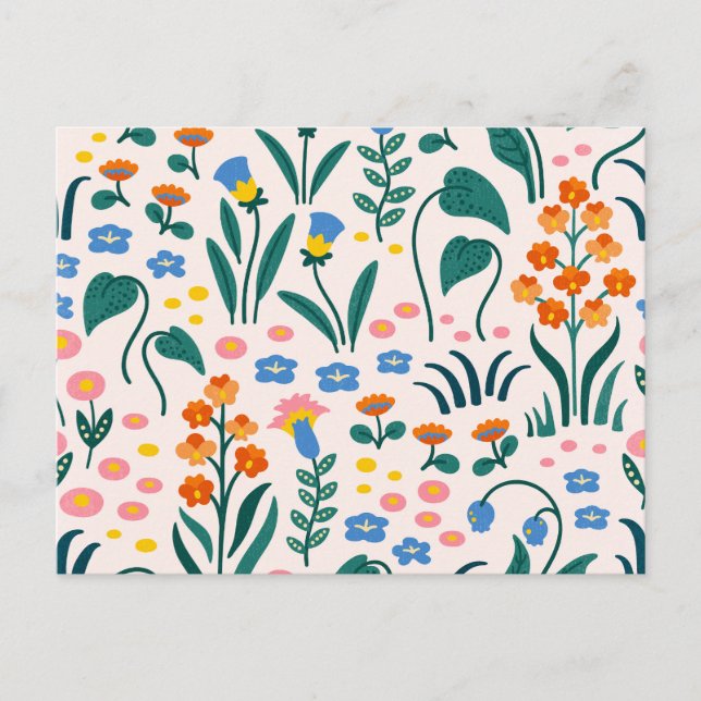 Vintage Blume Zeichnend Postkarte (Vorderseite)