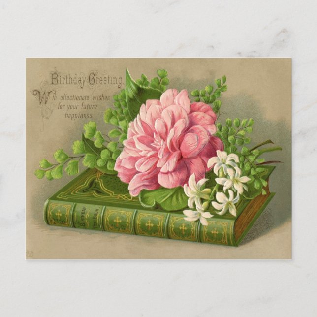 Vintage Blume zum Geburtstag Postkarte (Vorderseite)