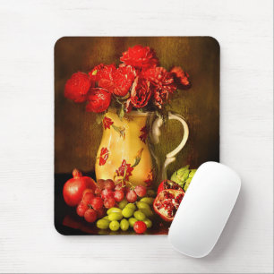 Vintage Blume zum Malen von Olivenöl mit Obst Mousepad