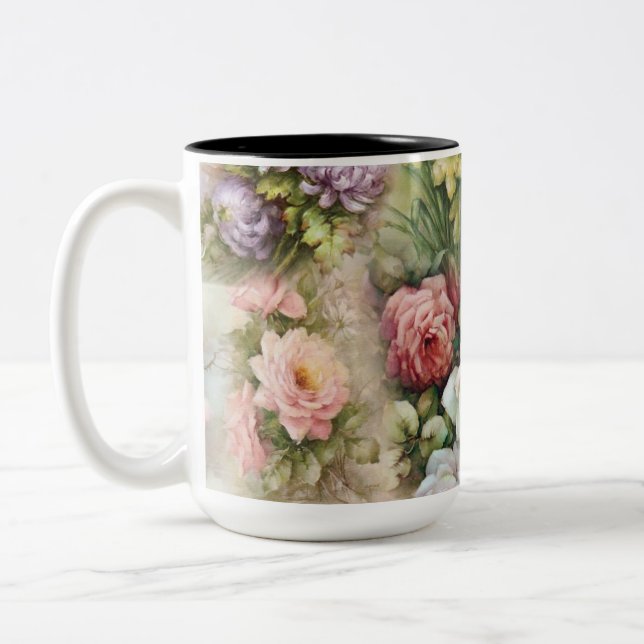 Vintage Blume Zweifarbige Tasse (Links)
