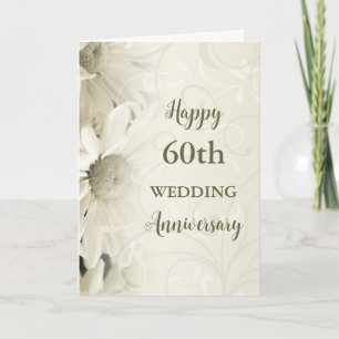 Vintage-Blumen 60. Hochzeitstag-Grußkarte Karte