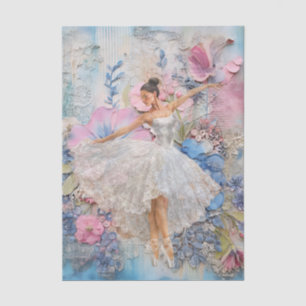Vintage Blumen Abstracte Balletttänzerin Decoupage Seidenpapier