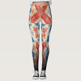 Vintage-Blumen-Americana-Folk-Art-Patchwork Leggings