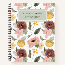Vintage-Blumen-Aquarell-Notizbuch Notizbuch